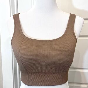 Zyia Size Large Taupe Firm & Free Seamless Sports Bra Padded Workout Activewear